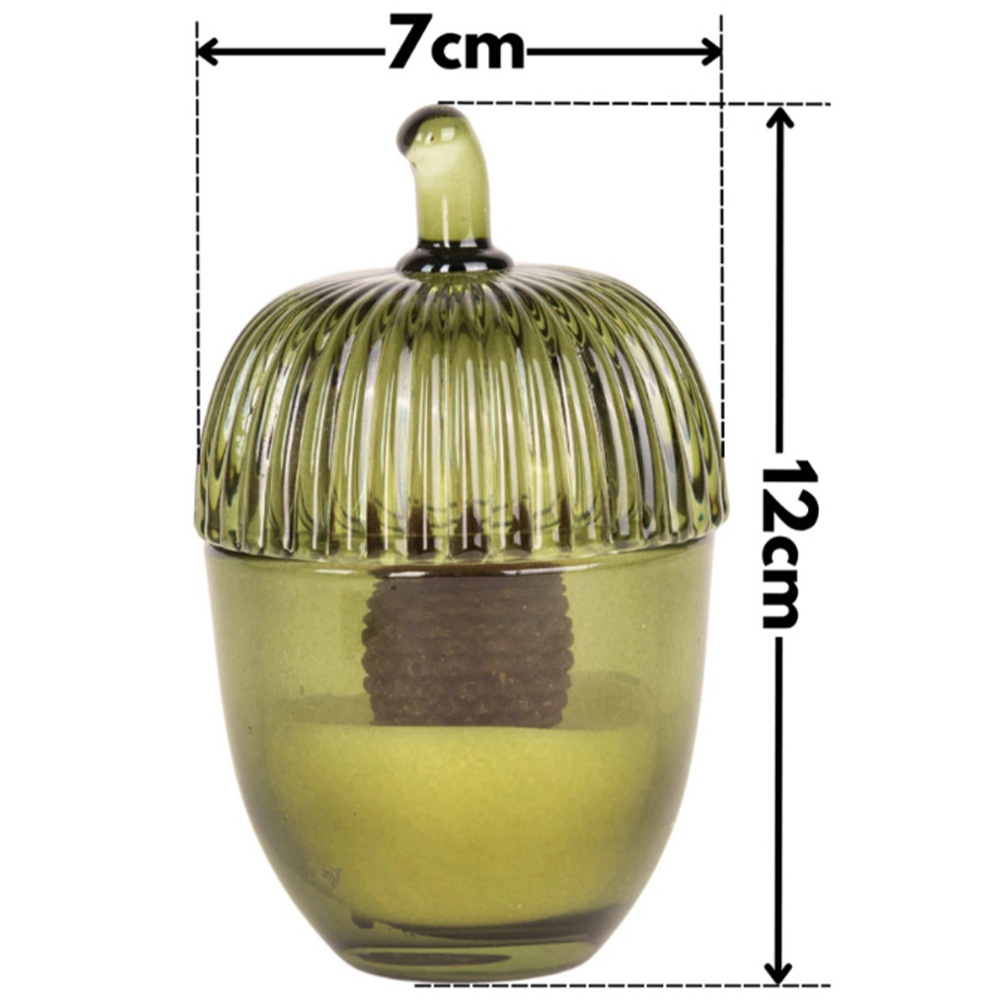 Garden Mile Green Acorn Decorative Candle Set 2 Pack Image 5