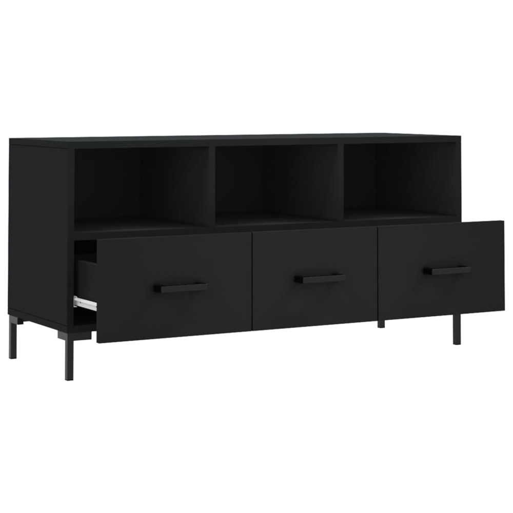 vidaXL 3 Drawer 3 Shelf Black TV Cabinet Image 6