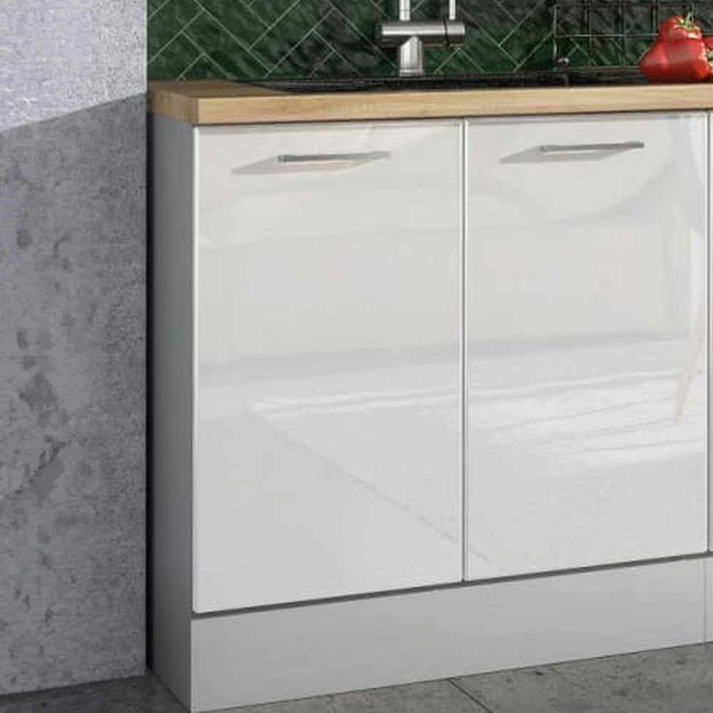 Impact Furniture Ella White High Gloss Kitchen Sink Base Unit 800mm Image 1