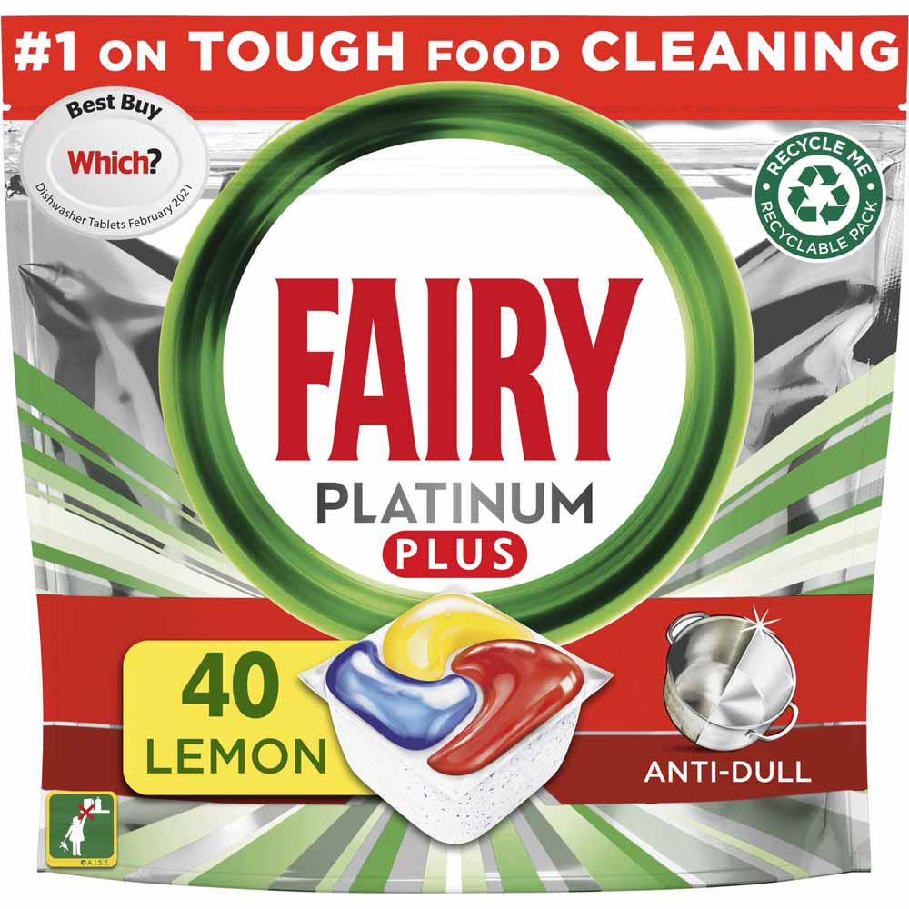 Fairy Platinum Plus Dishwasher Tablets Lemon 40 pack Image 2
