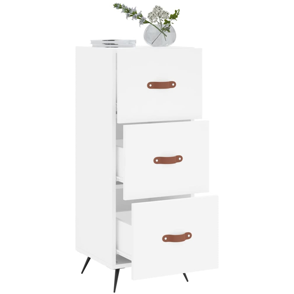 vidaXL 3 Drawer White Sideboard Image 4