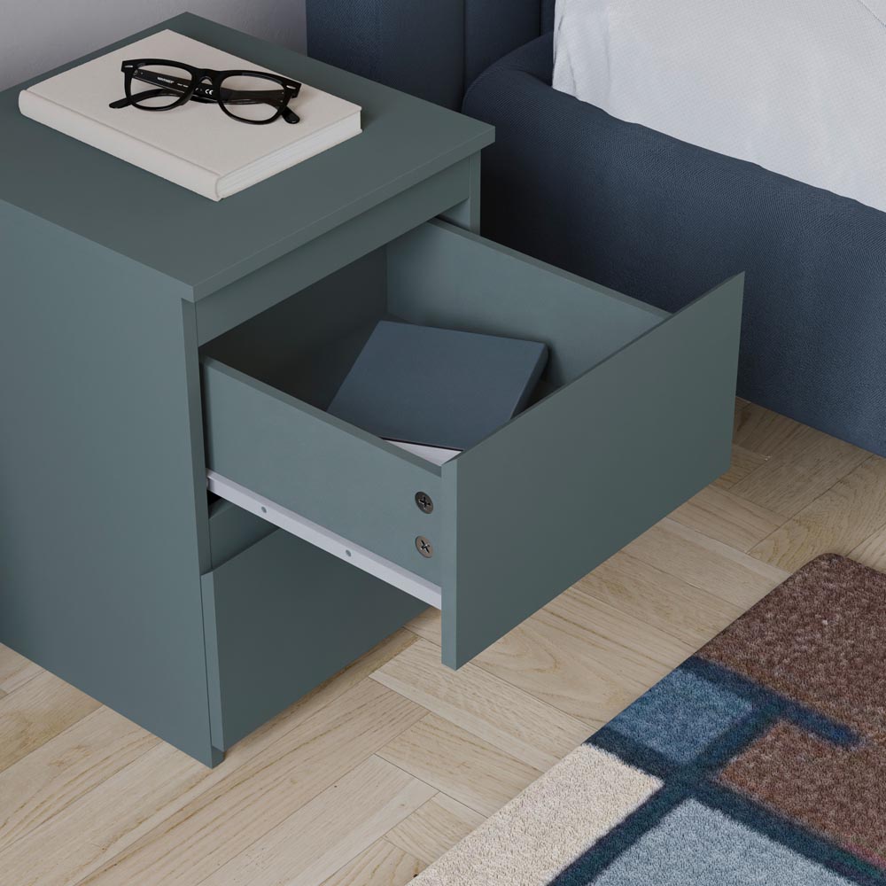 Vida Designs Denver Jasper Green 2 Drawer Bedside Table Image 5