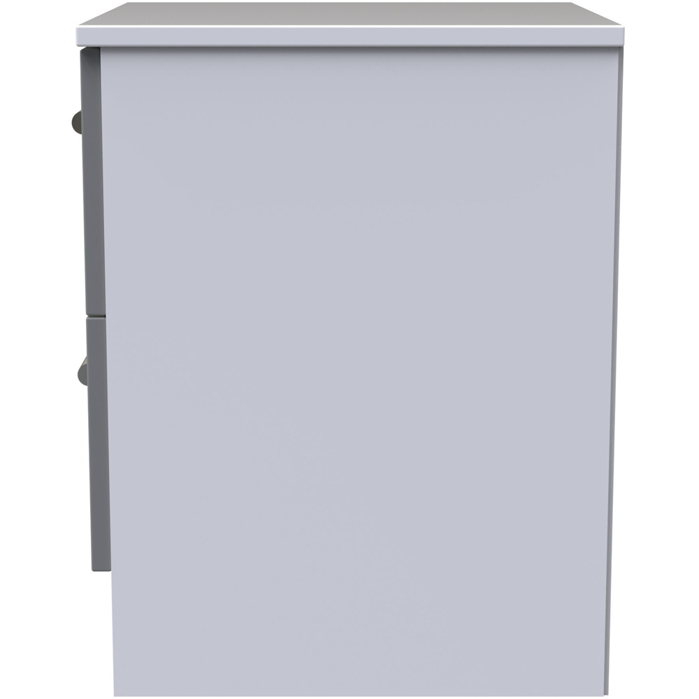 Crowndale Contrast 2 Drawer Dusk Grey and White Compact Bedside Cabinet Ready Assembled Image 2