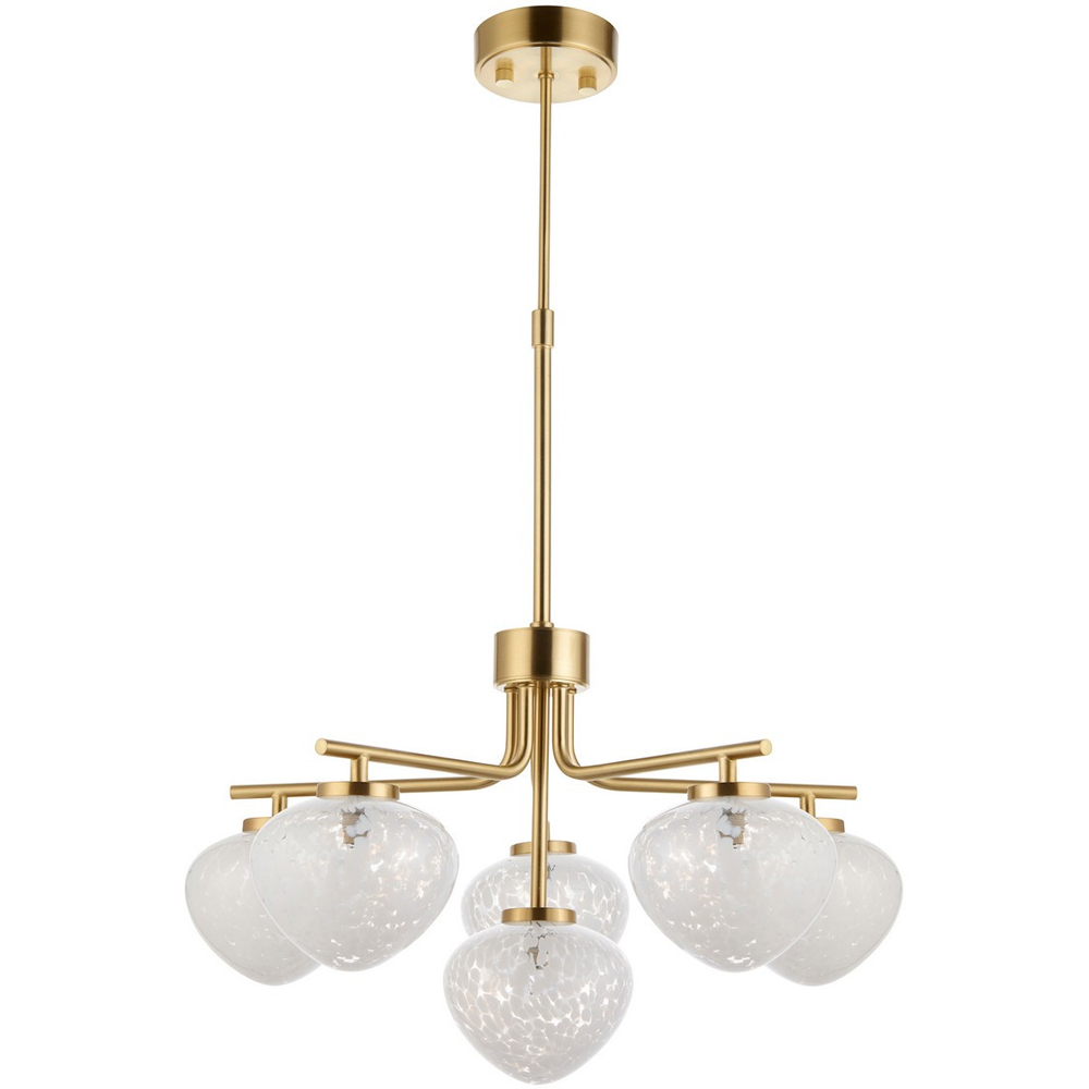 Merano Bari 6 Light White Confetti Glass Satin Brass Plate Pendant Light Image 1