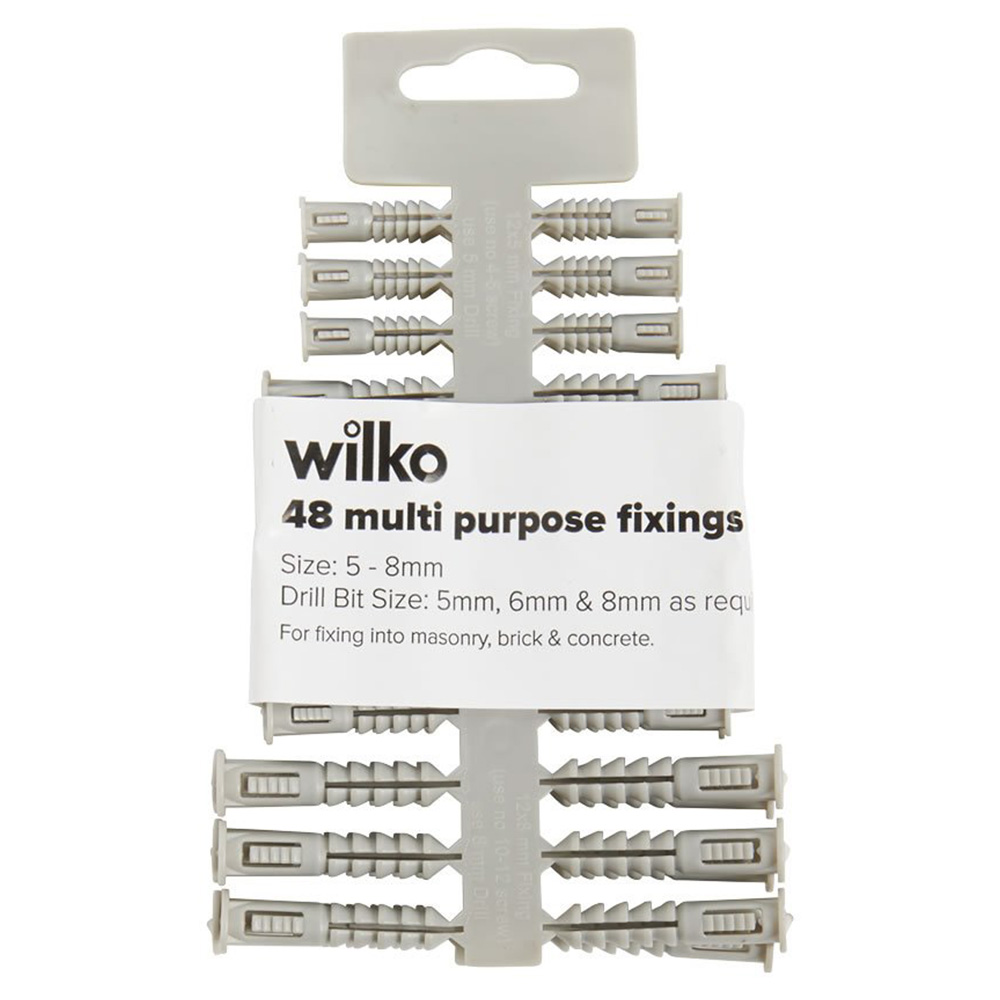 Wilko Grey Multipurpose Fixing Assorted Sizes 48 Pack Image 1