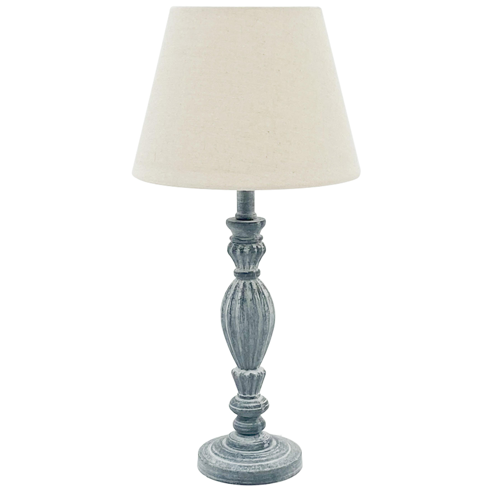 Acacia Home Cream Linen Shade Grey Table Lamp Image 1