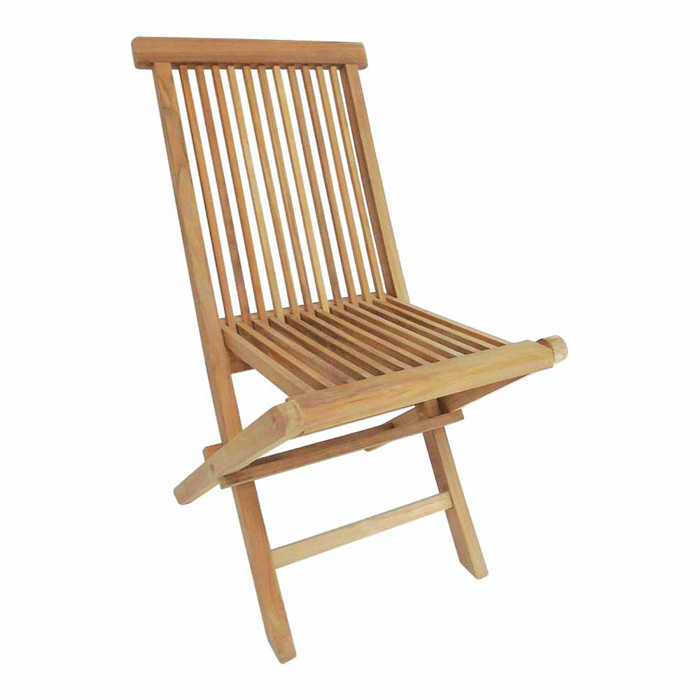 Charles Bentley Set of 2 Teak Wooden Foldable Patio Chair Image 5