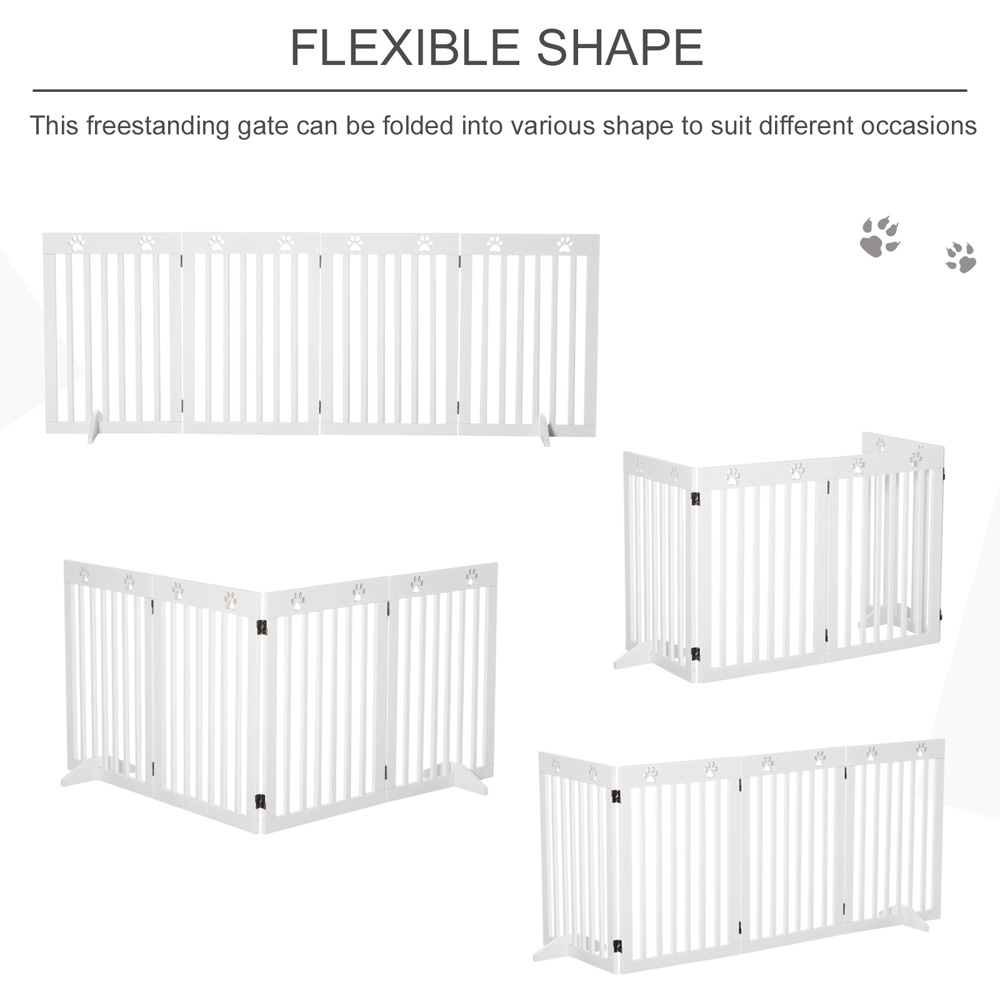 Pawhut White Foldable Free Standing Pet Safety Gate Image 6