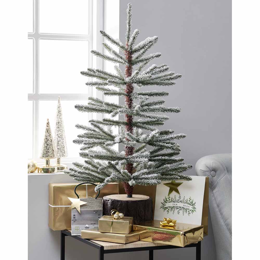 Wilko 3ft Flocked Potted Modern Christmas Tree Image 1