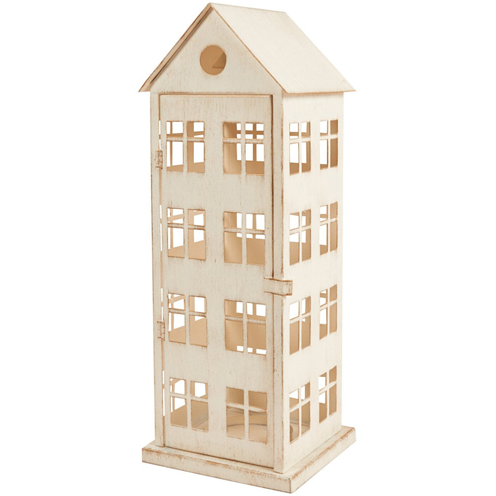 Cream Metal House Lantern 48cm - Cream Image 2