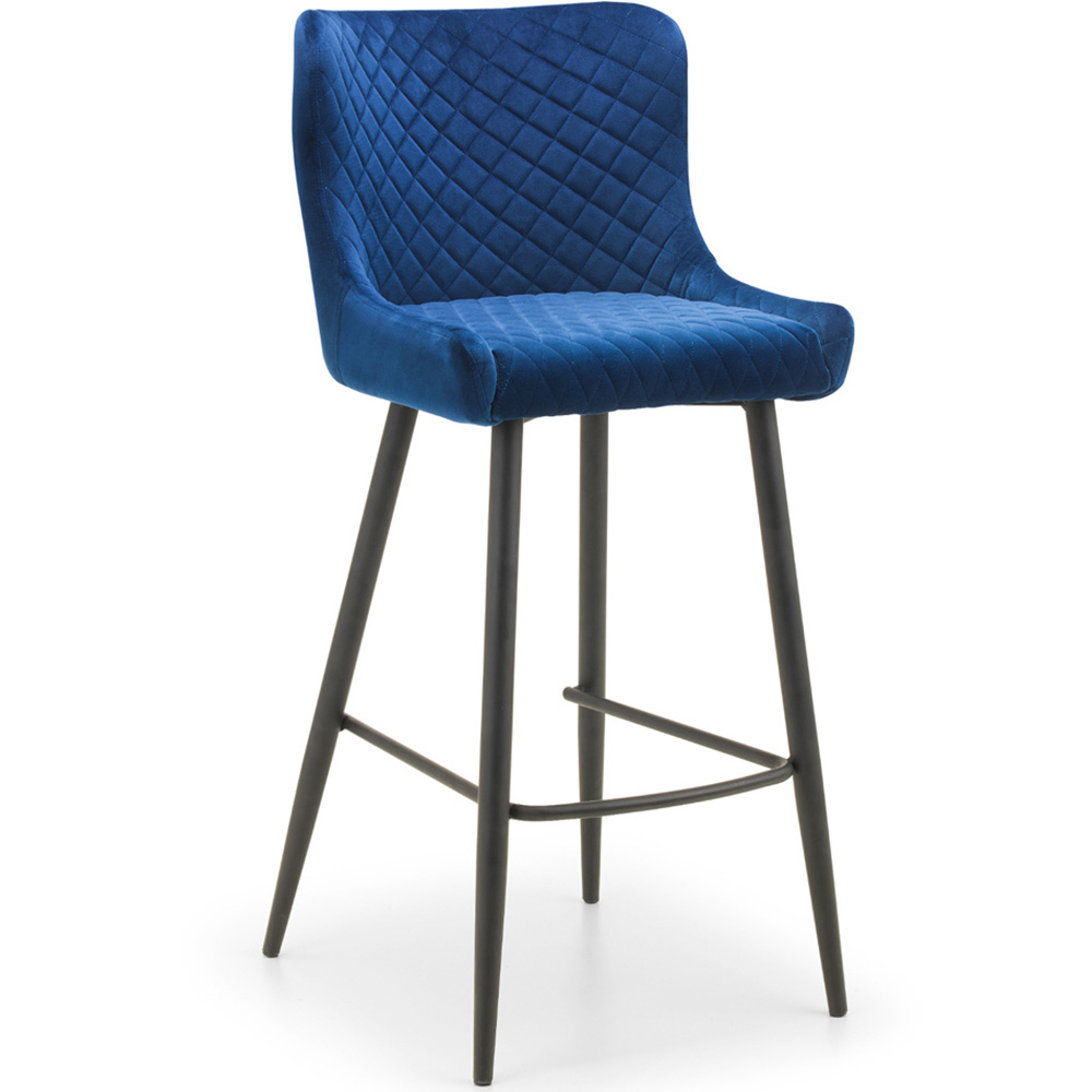 Julian Bowen Luxe Blue Velvet Bar Stool Wilko