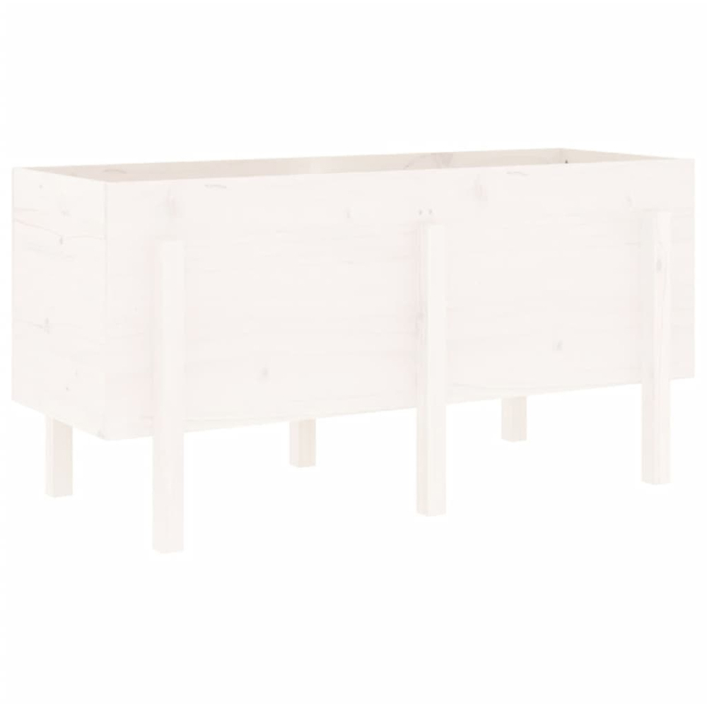 vidaXL White Solid Pine Rectangular Garden Raised Bed 121 x 50 x 57cm Image 5