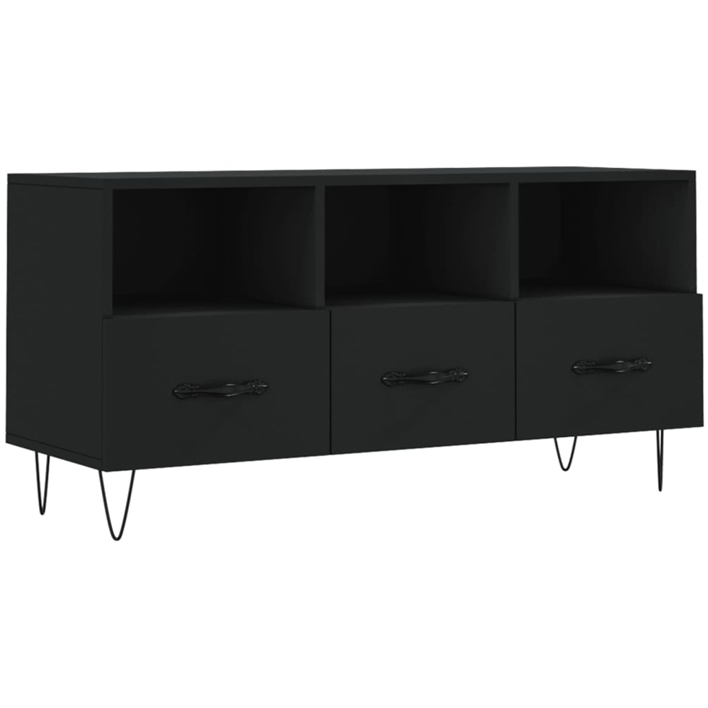 vidaXL 3 Drawer 3 Shelf Black TV Cabinet Image 2