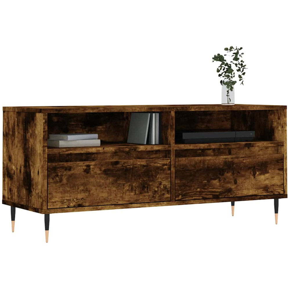 vidaXL 2 Drawer 2 Shelf Smoked Oak TV Cabinet Image 3