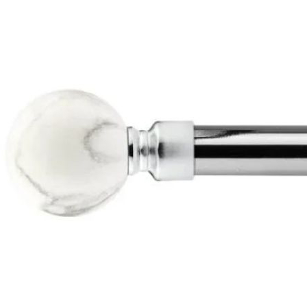 New Edge Blinds Mineral 160-300cm Extendable Brushed Silver Eyelet Metal Curtain Pole Set Image 1