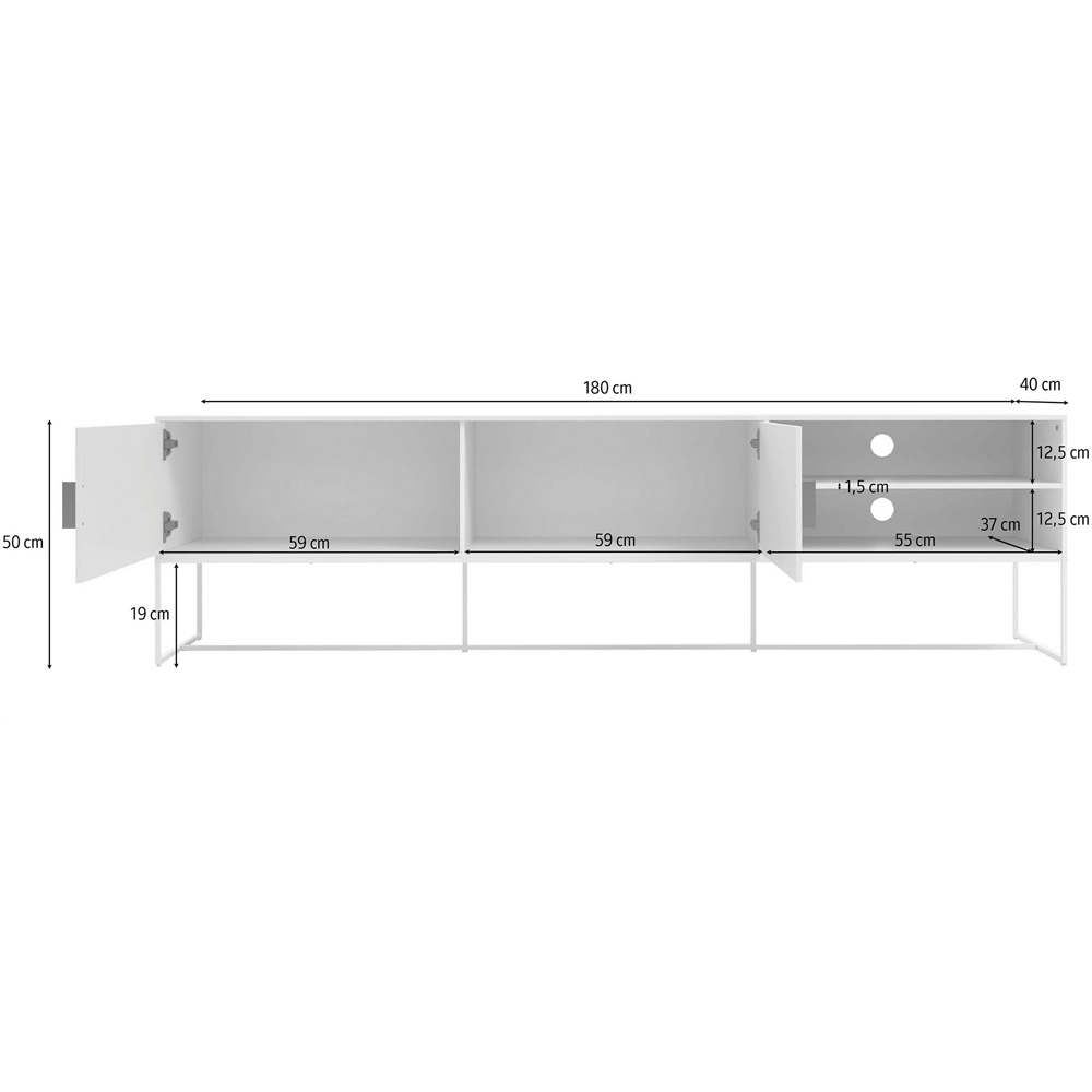 Loft24 Asia 2 Door 2 Shelf White Lowboard Image 7