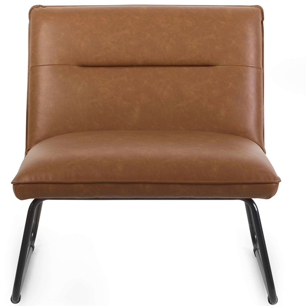 Julian Bowen Saxon Tan Brown Faux Leather Lounge Chair Image 3