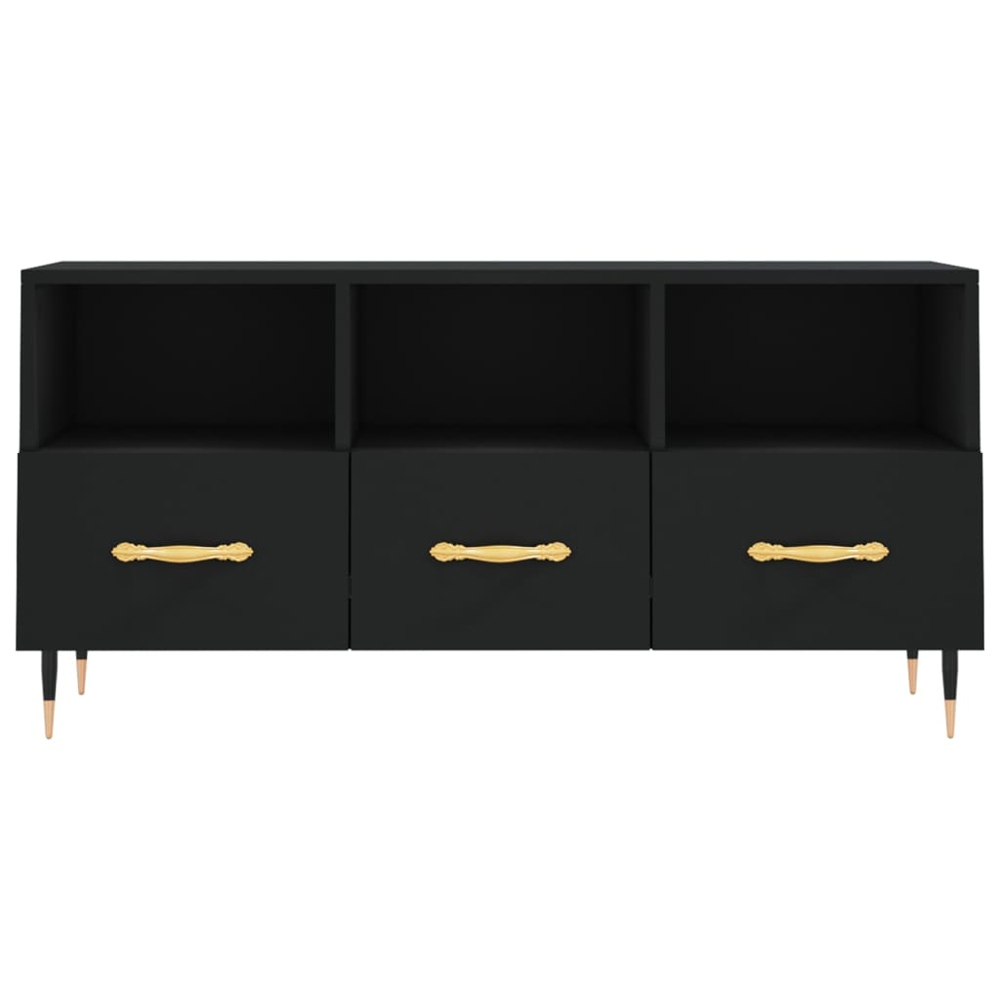 vidaXL 3 Drawer 3 Shelf Black TV Cabinet Image 5