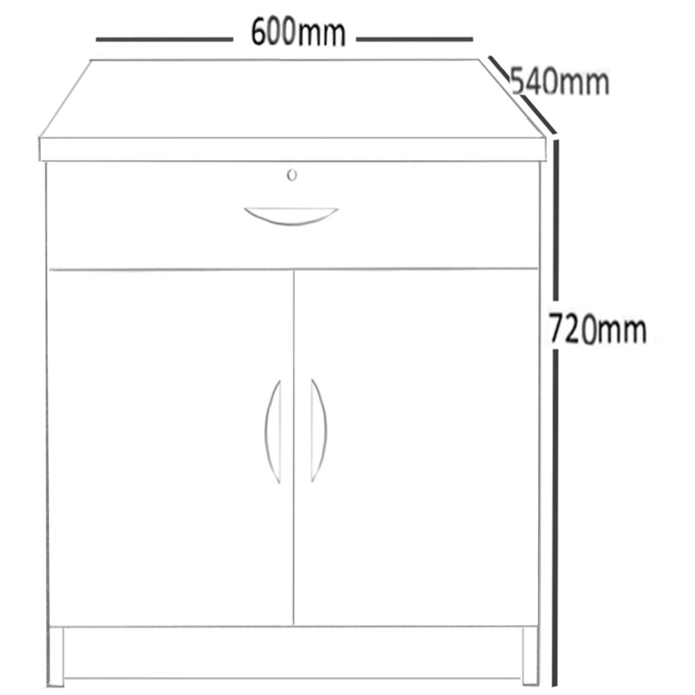 R White Cabinets 2 Door Single Drawer Black Cupboard Image 5