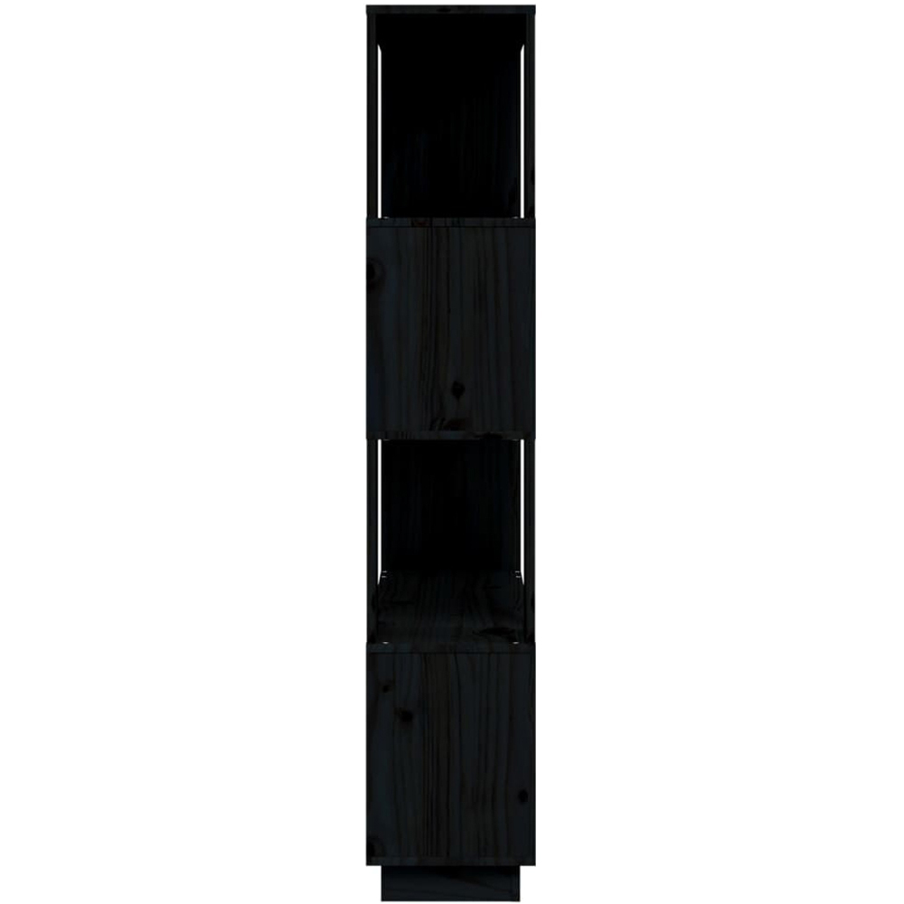 vidaXL 4 Shelf Black Solid Pine Wood Bookcase Image 5