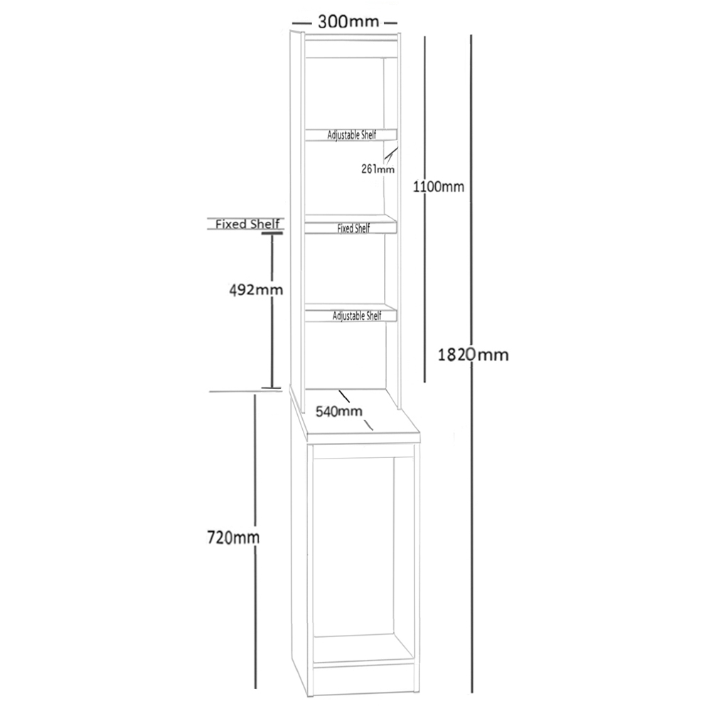 R White Cabinets 4 Shelf Desktop Tower Storage with Hutch Black Image 4