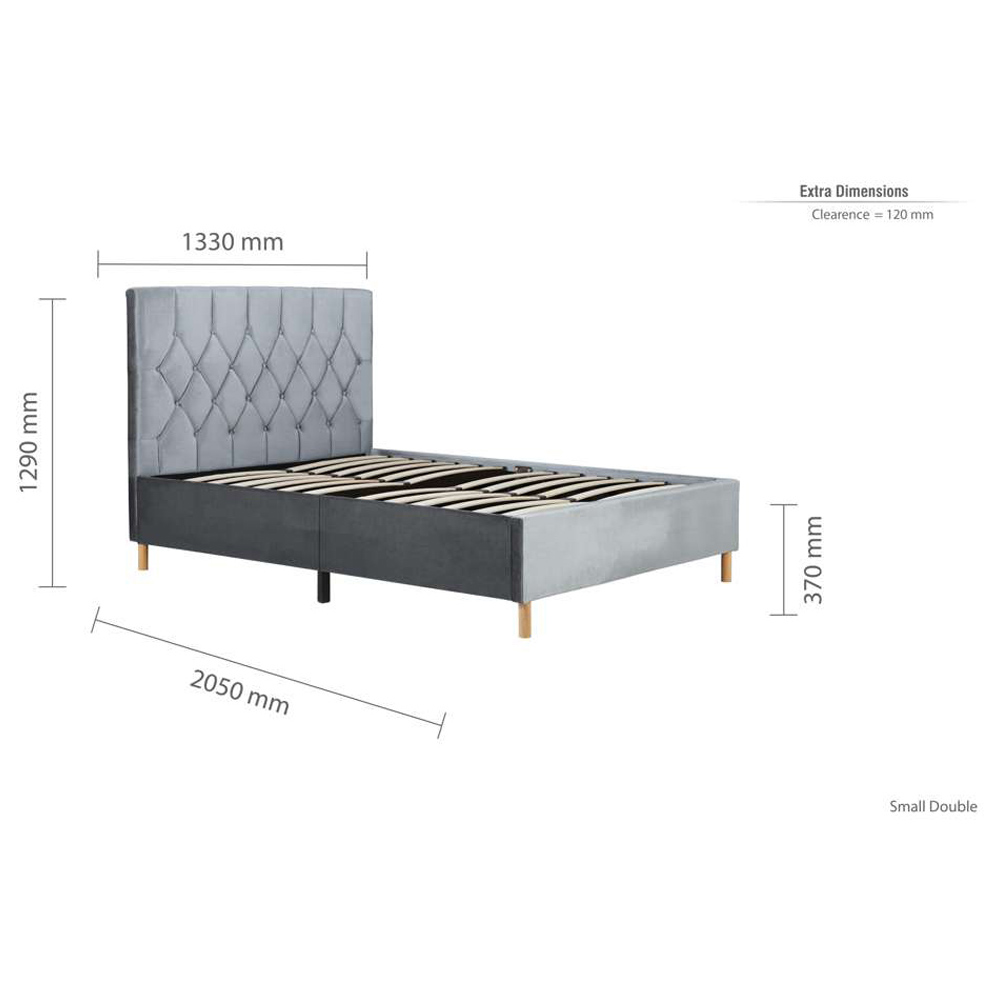 Loxley Small Double Grey Fabric Bed Image 9