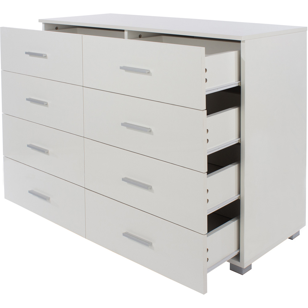 Lido 8 Drawer White High Gloss Wide Chest of Drawers Image 5