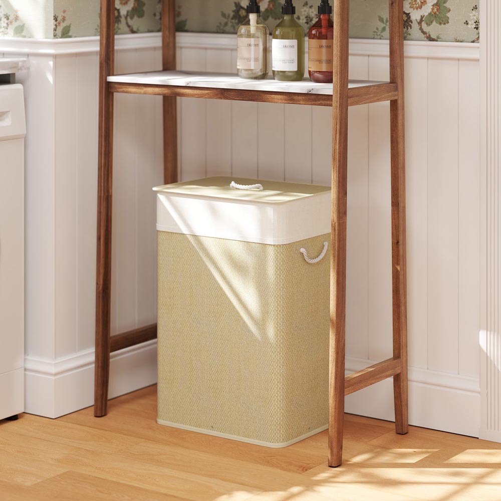 HOMCOM Natural Wood Finish Laundry Hamper 72L Image 2