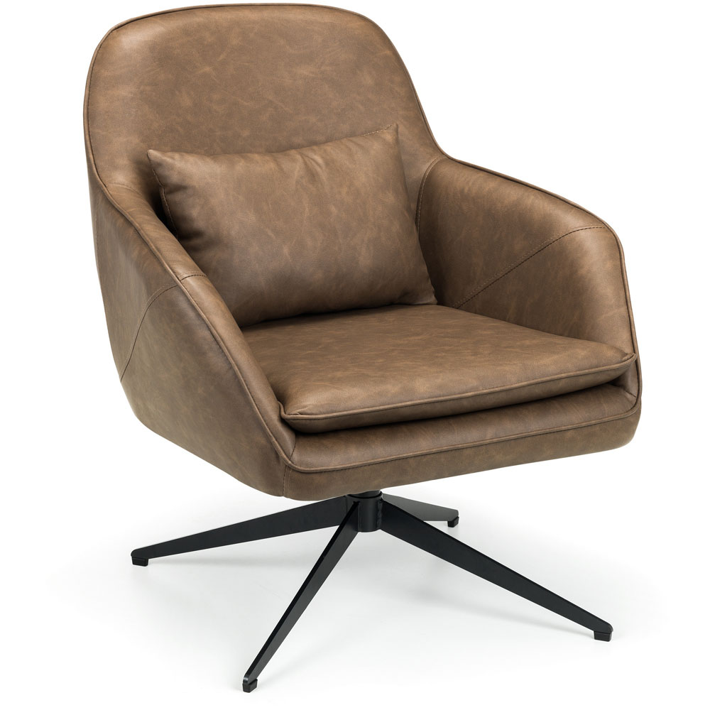 Julian Bowen Bowery Brown Faux Leather Swivel Chair Image 2