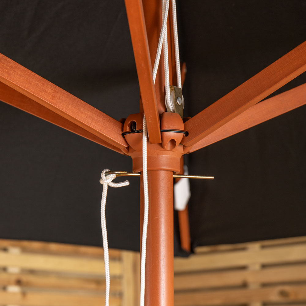 Samuel Alexander 4 Seater Wooden Garden Dining Bench Set with Black Parasol and Base Image 3