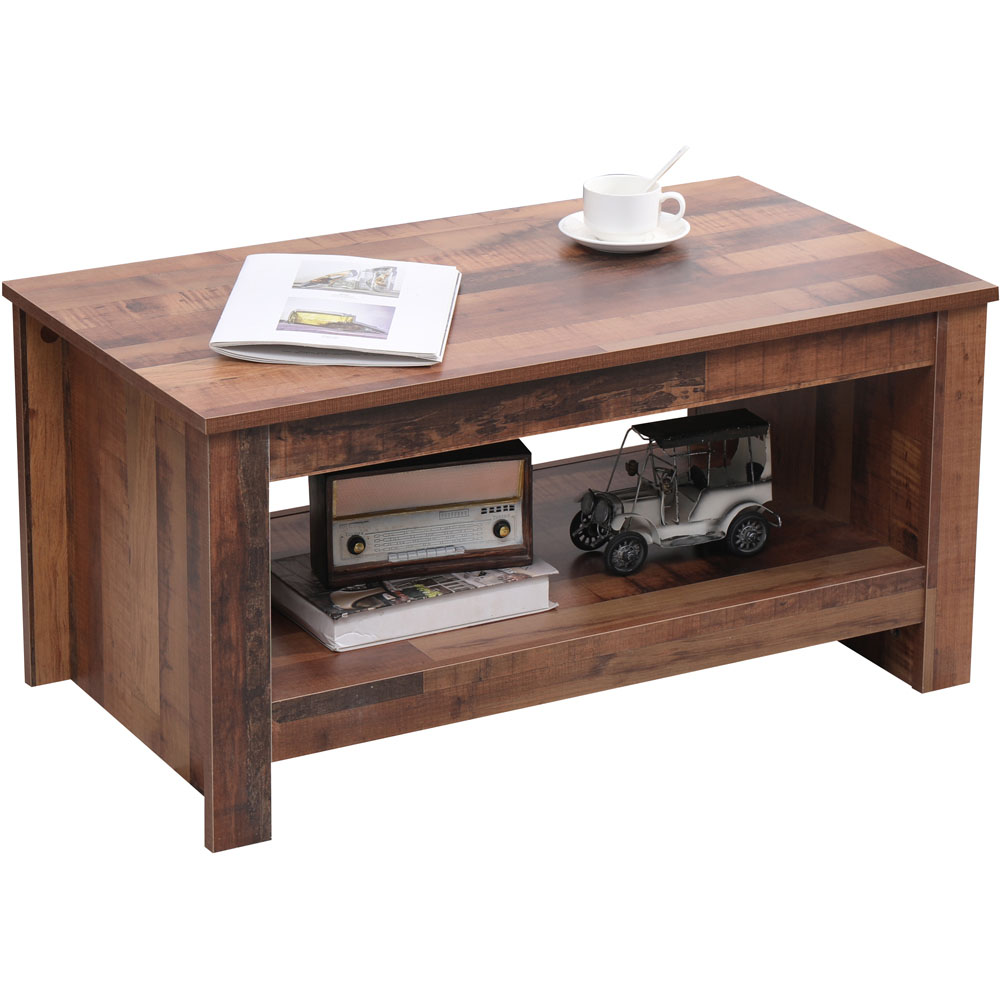 FurnitureHMD Single Shelf Industrial Style Wooden Coffee Table Image 3
