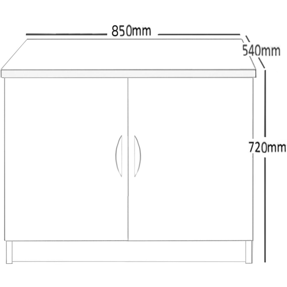 R White Cabinets 2 Door Grey Desk Height Wide Cupboard Image 5