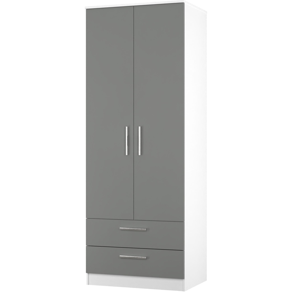 Crowndale Contrast 2 Door 2 Drawer Dusk Grey and White Tall Wardrobe Ready Assembled Image 3