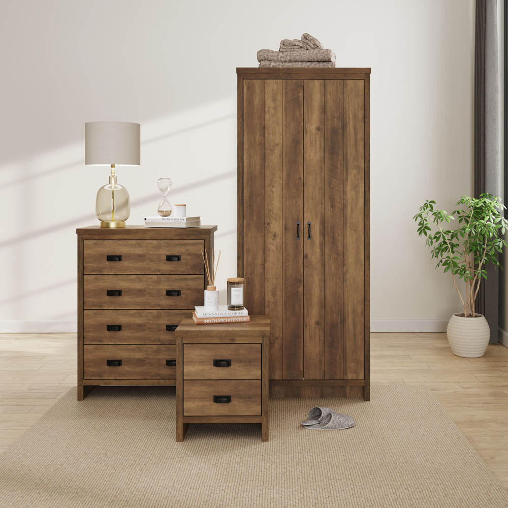 GFW Boston Knotty Oak 3 Piece Bedroom Furniture Set Image 6