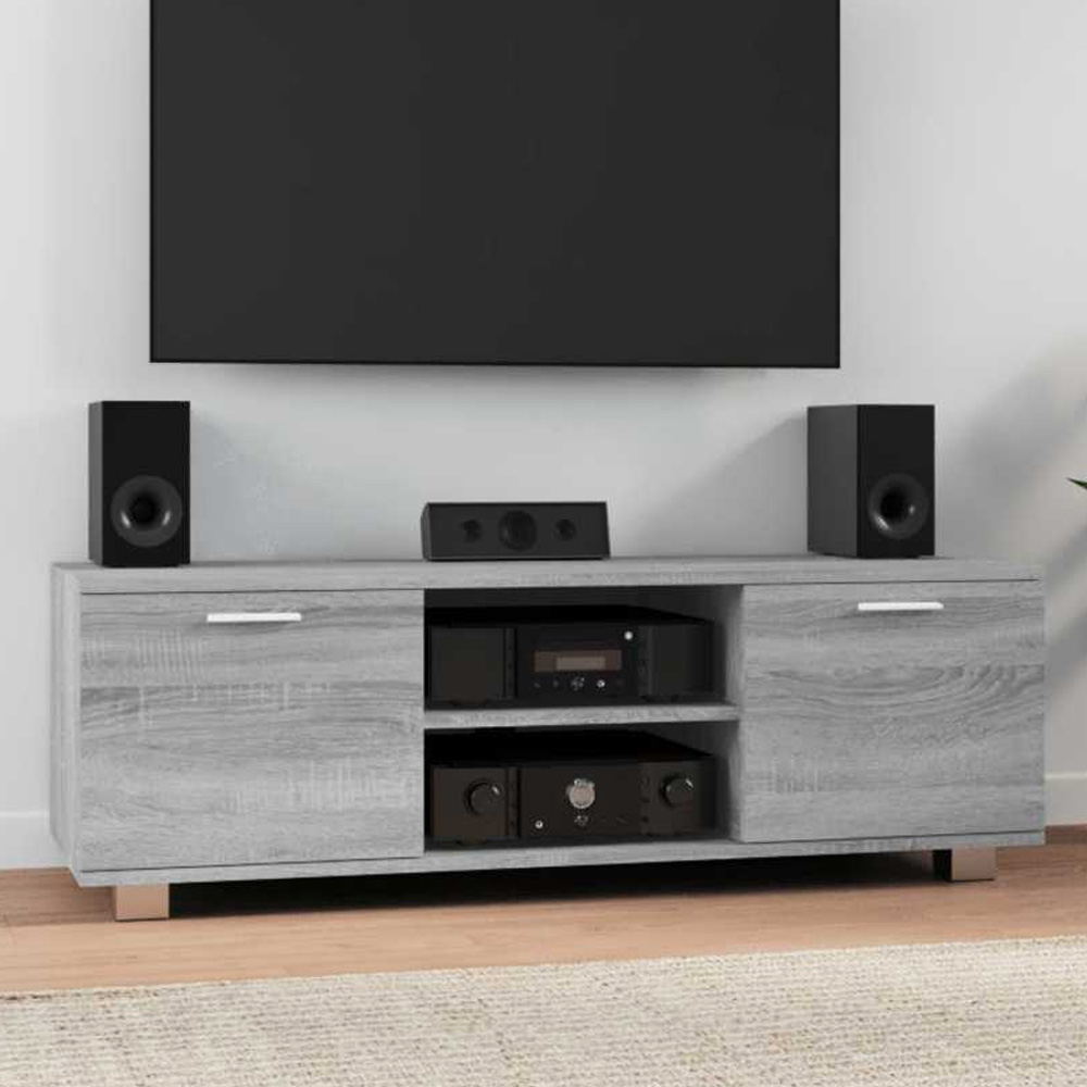 vidaXL 2 Door 2 Shelf Grey Sonoma TV Cabinet Image 1