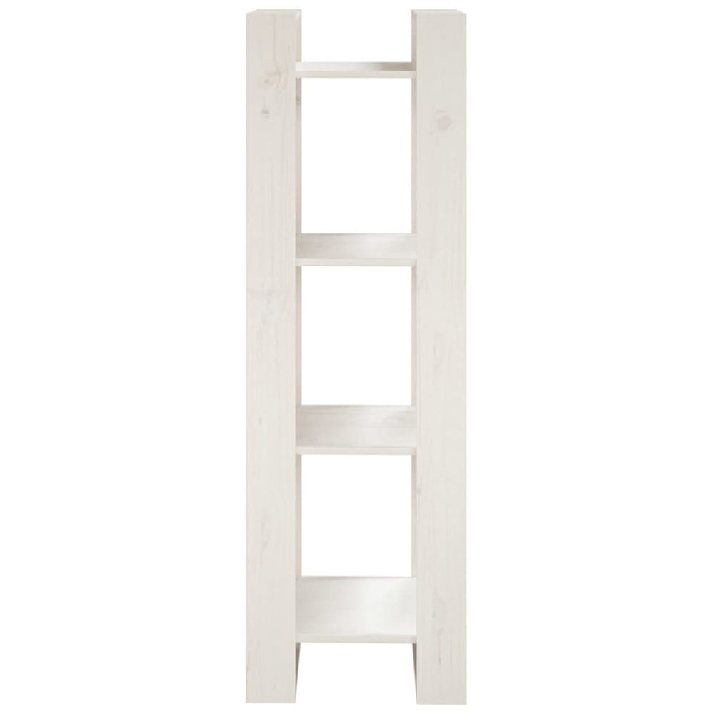vidaXL 4 Shelf White Solid Pine Wood Bookcase Image 3