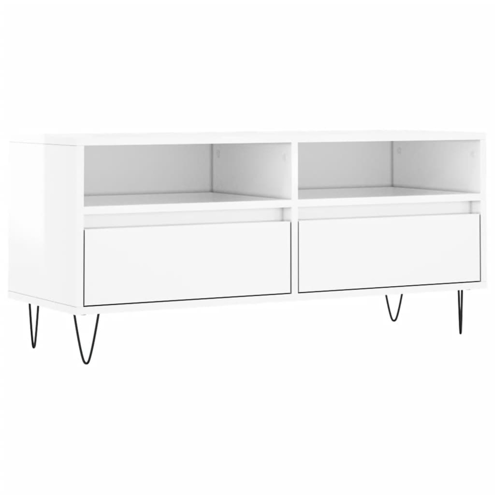 vidaXL 2 Drawer 2 Shelf High Gloss White TV Cabinet Image 2