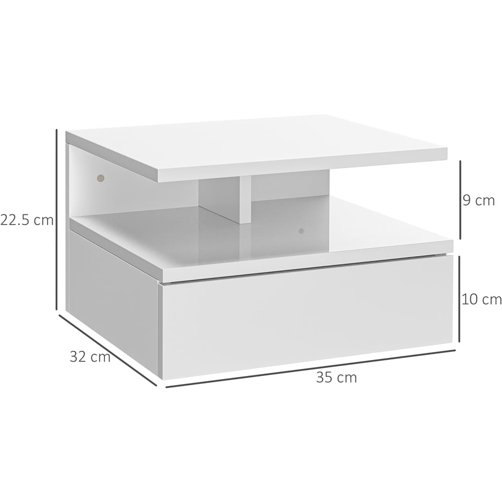 Portland Single Drawer Single Shelf High Gloss White Wall Mounted Bedside Table Set of 3 Image 9