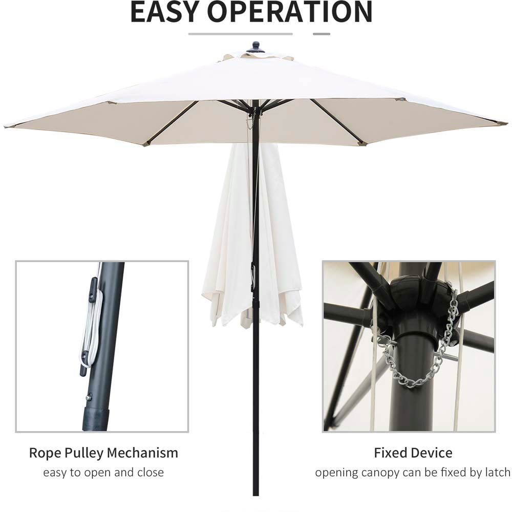 Outsunny Off White Manual Push Parasol 2.8m Image 5