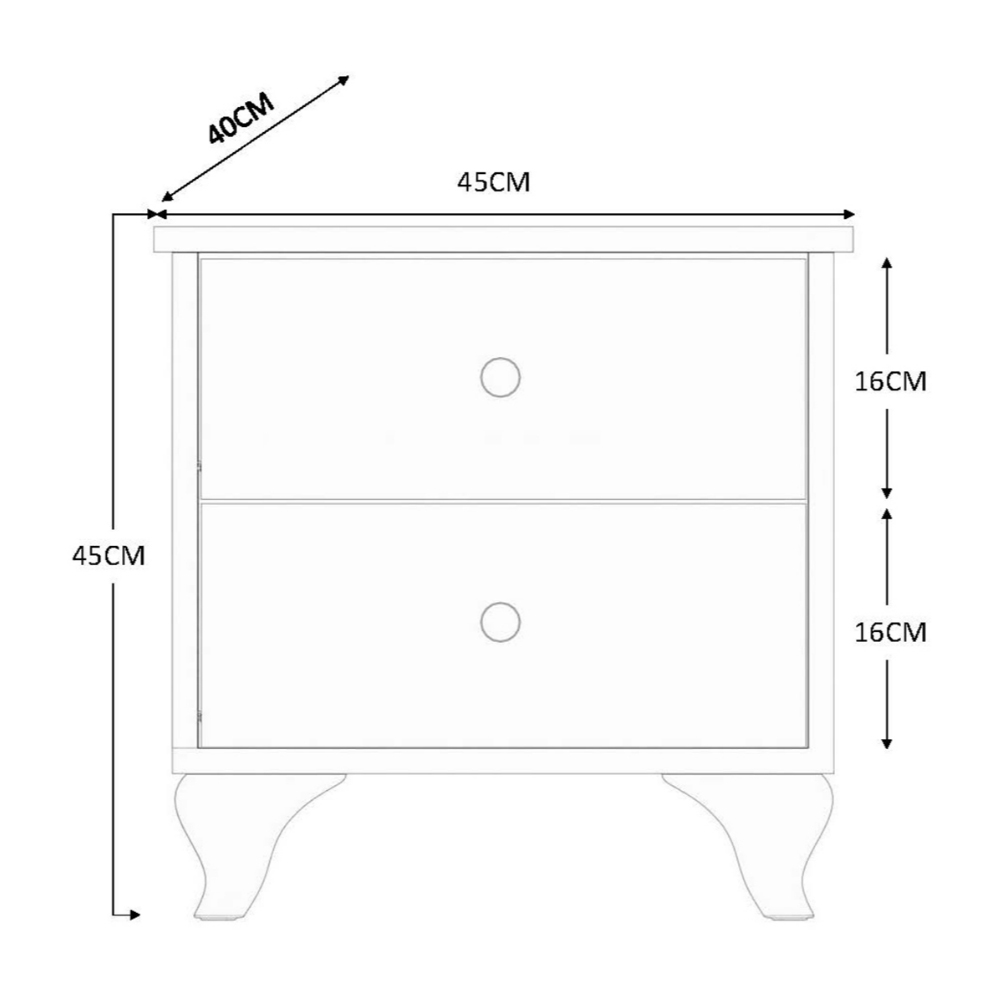 Evu MAISON 2 Drawer White Bedside Table Image 5