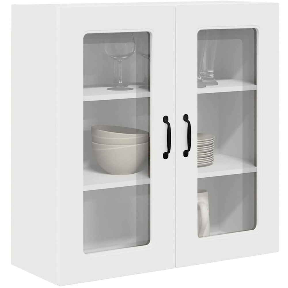 vidaXL 2 Glass Door White Kitchen Wall Cabinet Image 3