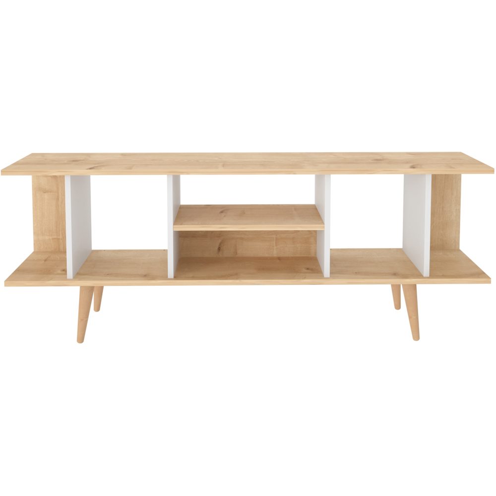 Decorotika Akya Oak and White TV Unit Image 2