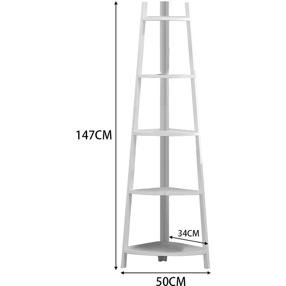 Living and Home 5 Tier Wooden Corner Ladder Shelf Image 4