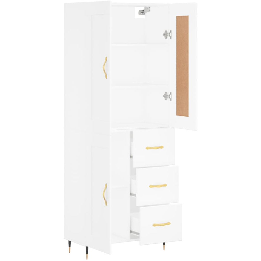 vidaXL 3 Door 3 Drawer White Highboard with Gold Handle Image 4