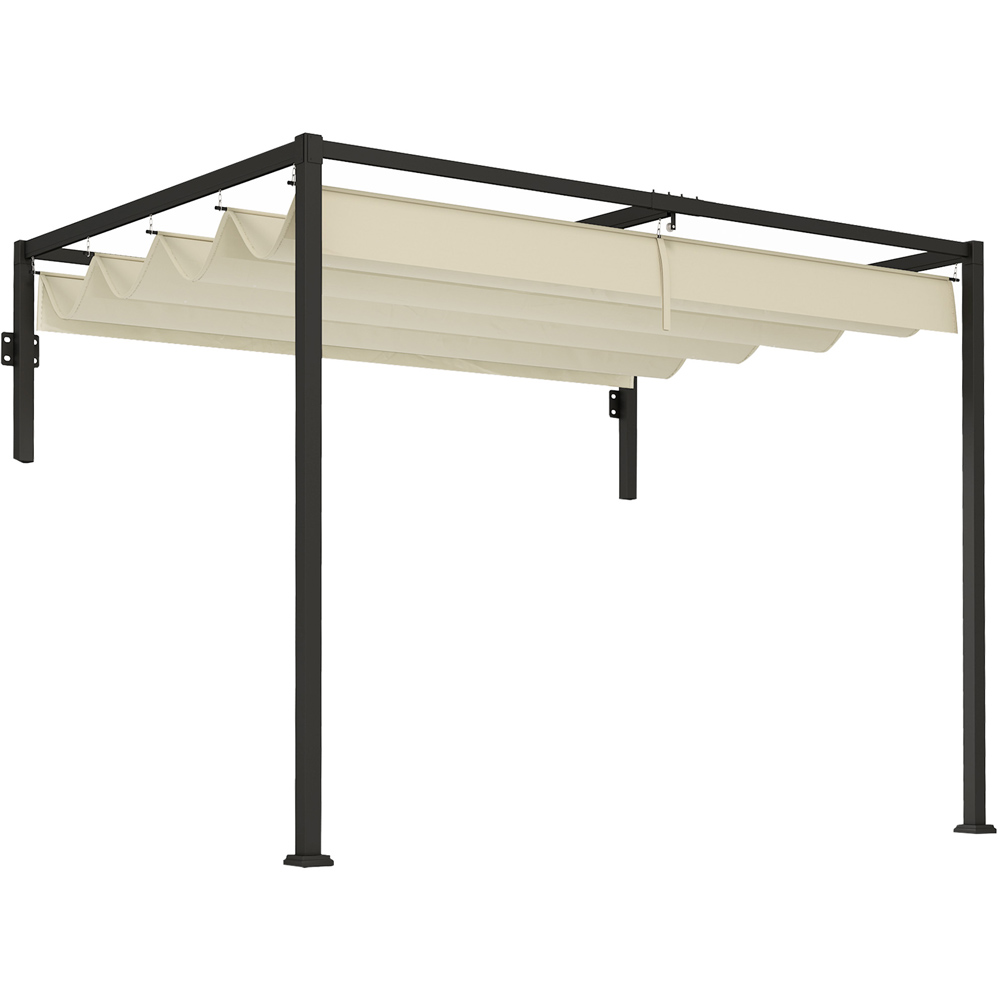 Outsunny 2 x 3m Khaki Wall Mounted Pergola with Retractable Roof Image 2