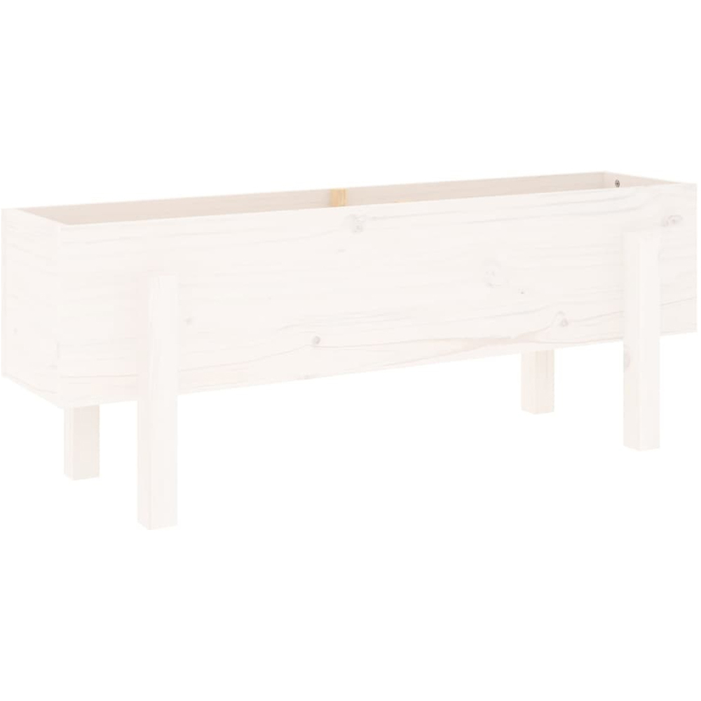 vidaXL White Solid Pine Wood Garden Planter with Legs 38 x 101 x 30cm Image 1