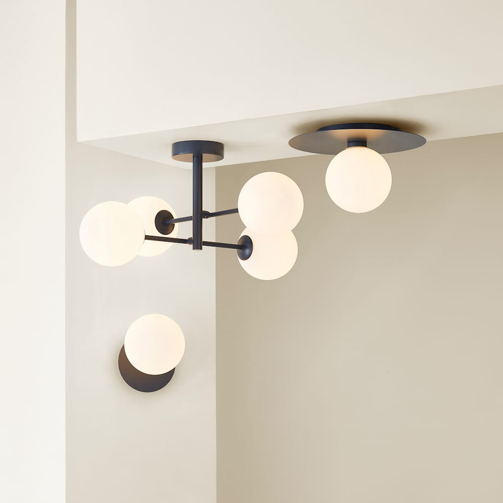 ValueLights Darla 4 Way Navy Frosted Globe Ceiling Light and Bulbs Image 7