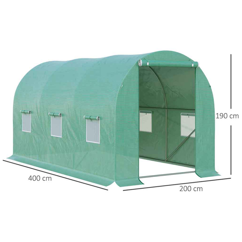 Outsunny Green PE Cover 6.6 x 13ft Walk In Polytunnel Greenhouse Image 8