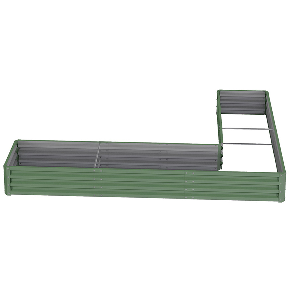 Living and Home Light Green L Shape Galvanized Steel Raised Garden Bed 207 x 277cm Image 3
