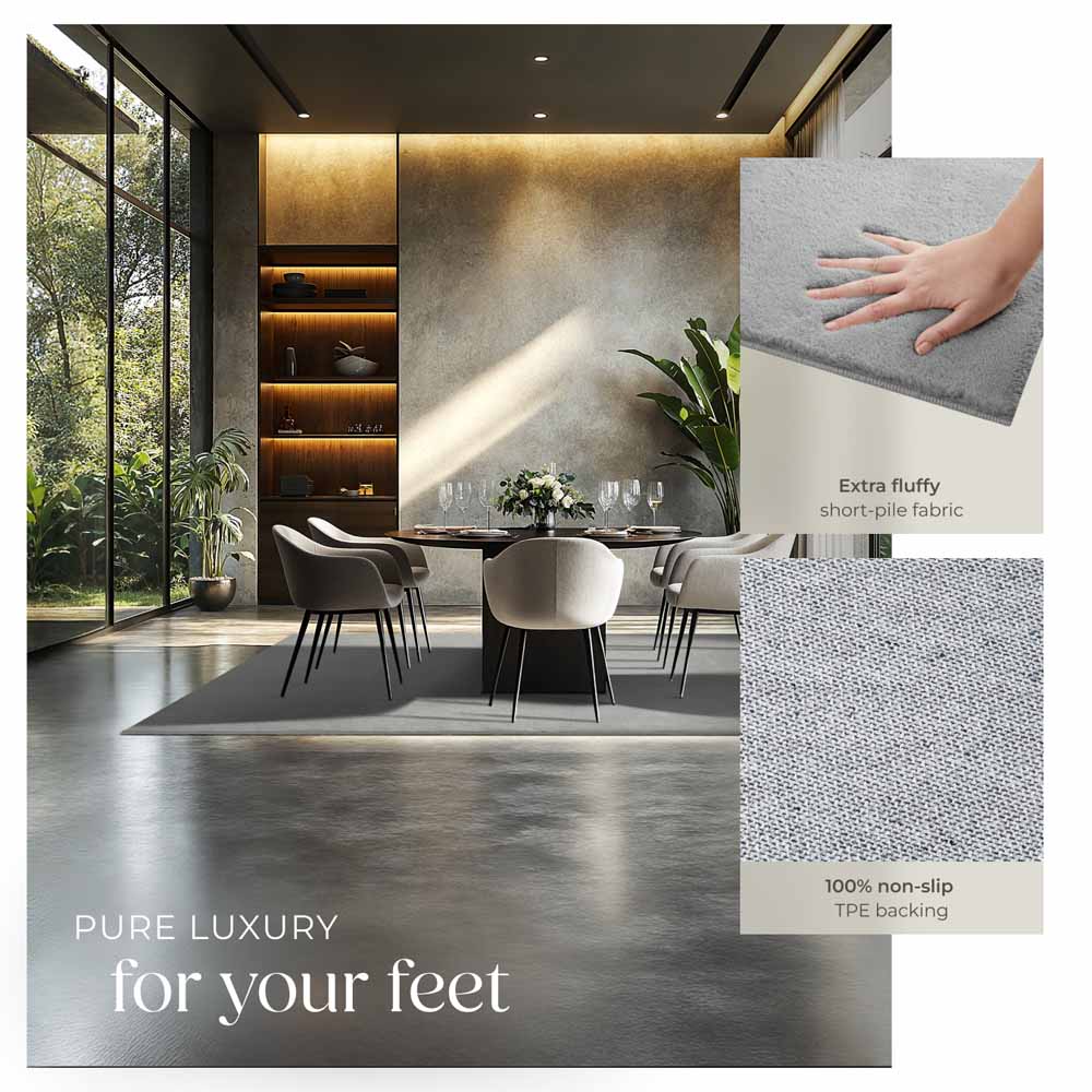 tectake Zonelle Grey Short Pile Ultra Soft Rug 230 x 160cm Image 4